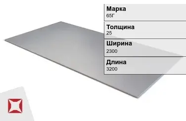 Лист горячекатаный 65Г 25х2300х3200 мм ГОСТ 19281-89 в Кызылорде