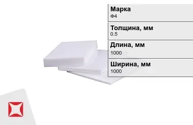 Фторопласт листовой Ф4 0,5x1000x1000 мм ГОСТ 21000-81 в Кызылорде