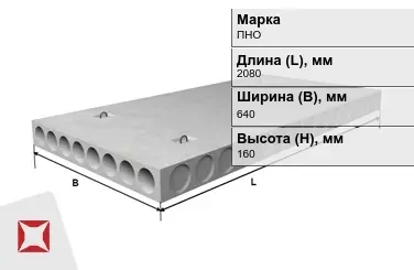 Облегчённые плиты перекрытия ПНО 21-6,4-8 2080x640x160 мм в Кызылорде