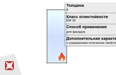 Огнестойкое стекло Pyropane 6 мм EW 30 с сохранением оптических свойств ГОСТ 30247.0-94 в Кызылорде