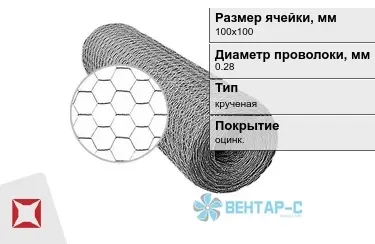 Сетка Манье двойного кручения 0,28x100х100 в Кызылорде