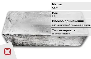 Слиток кадмия Кд00 0.5 кг для химической промышленности ГОСТ 22860-93 в Кызылорде