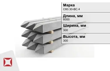 Сваи ЖБИ С60.30-ВС.4 300x300x6000 мм  в Кызылорде